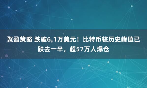 聚盈策略 跌破6.1万美元！比特币较历史峰值已跌去一半，超57万人爆仓