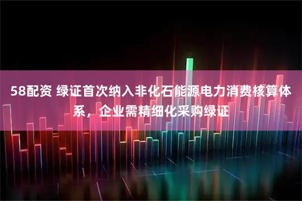58配资 绿证首次纳入非化石能源电力消费核算体系，企业需精细化采购绿证