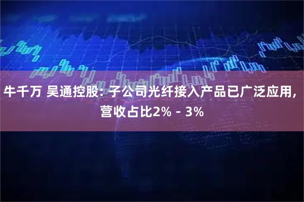 牛千万 吴通控股: 子公司光纤接入产品已广泛应用, 营收占比2% - 3%